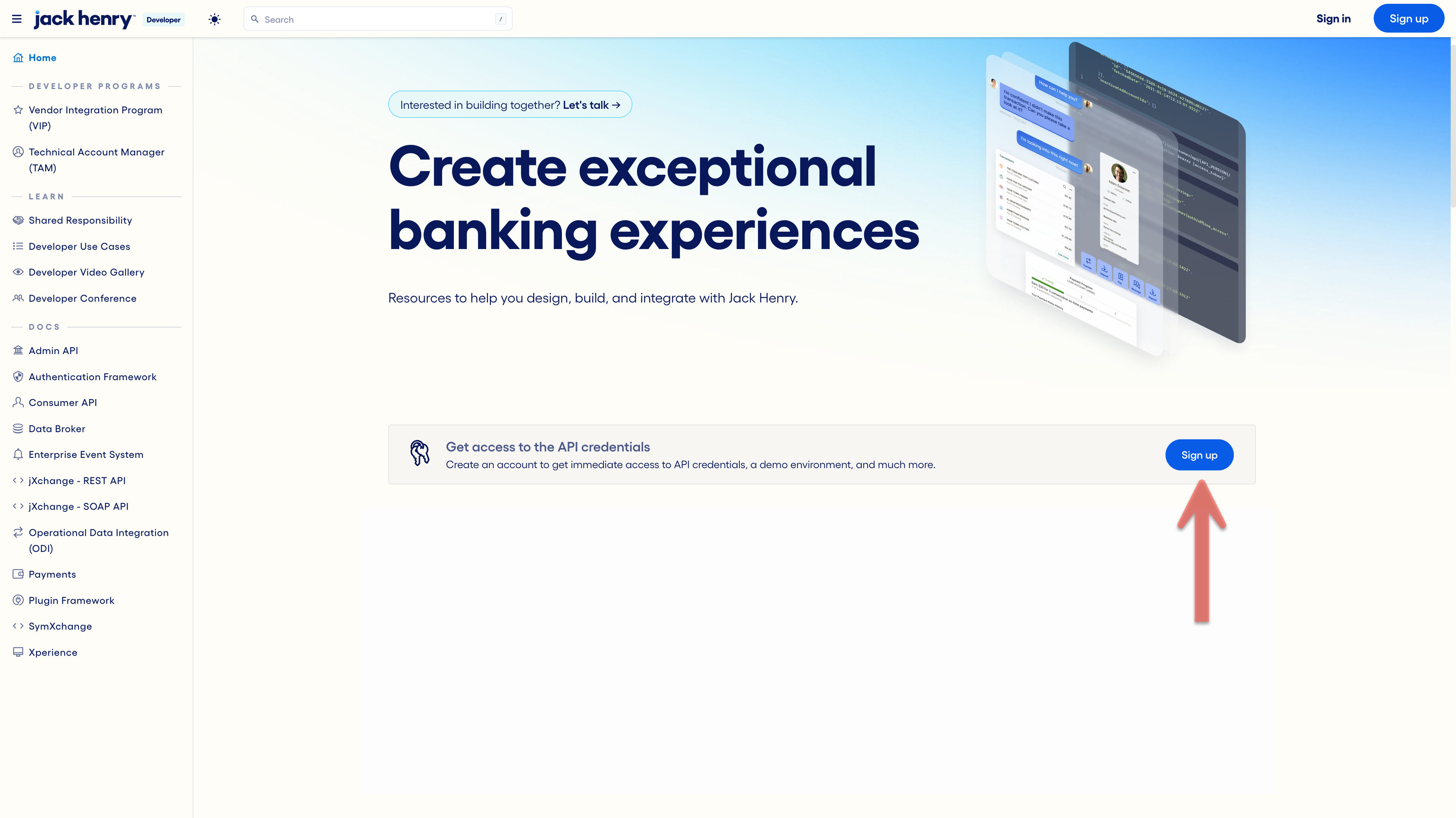 Get access to API credentials banner